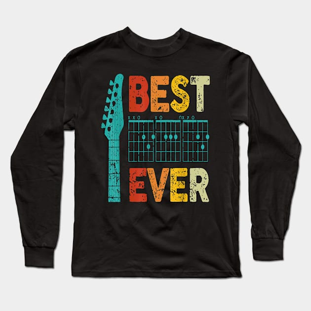 best guitar dad ever guitar chords for guitar lovers Long Sleeve T-Shirt by Durhamw Mcraibx
